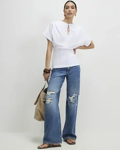 White Angel Sleeve Cut Out T-Shirt