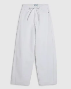 White Balloon Leg Drawcord Baggy Jeans