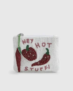 White Beaded Chilli Pouch