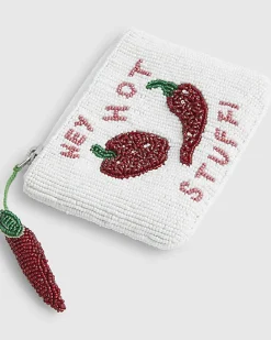 White Beaded Chilli Pouch