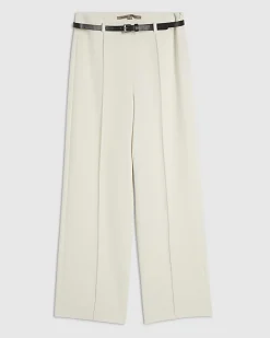 White Belted Straight Leg Trousers