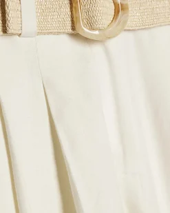 White Belted Wide Leg Trousers