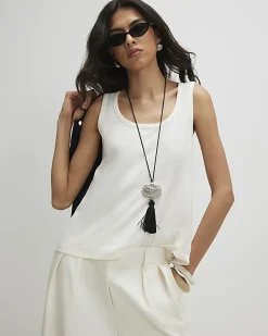 White Burnout Tank Top