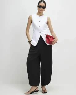 White Button Detail Waistcoat