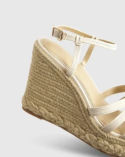 White Caged Wedge Heel Sandals