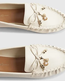 White Charm Bow Loafers