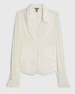 White Corset Detail Blouse
