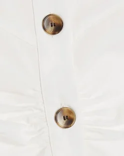 White Cotton Poplin Sleeveless Waistcoat Top