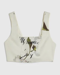 White Cropped Square Neck Bralette