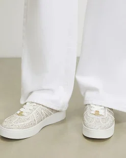 White Diamante Embellished Trainers