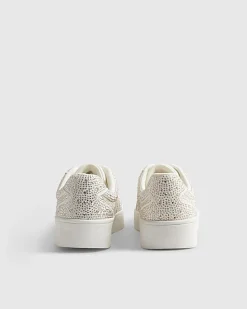 White Diamante Embellished Trainers