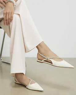 White Diamante Strap Pointed Slingback Shoes