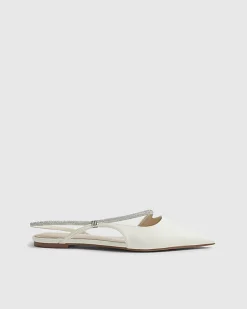 White Diamante Strap Pointed Slingback Shoes