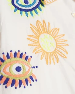 White Embroidered Graphic Shirt