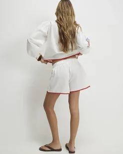 White Embroidered Shorts