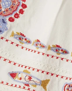White Embroidered Shorts