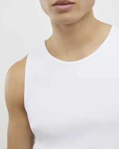White Essential Muscle Fit Rib Stretch Vest