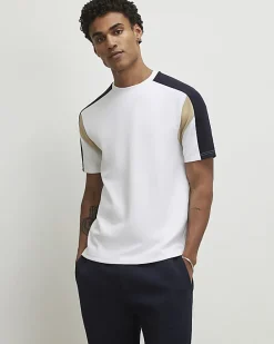White Essential Slim Fit Colour Block T-Shirt
