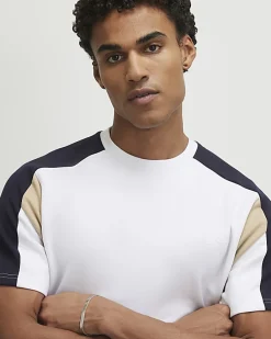 White Essential Slim Fit Colour Block T-Shirt