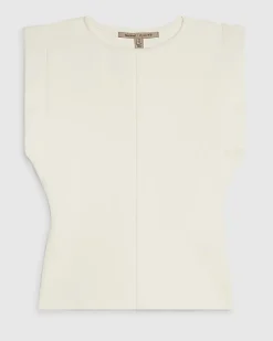 White Fitted Knit Sleeveless Top