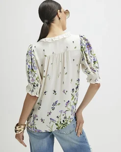 White Floral Blouse