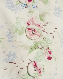 White Floral Cotton Waistcoat