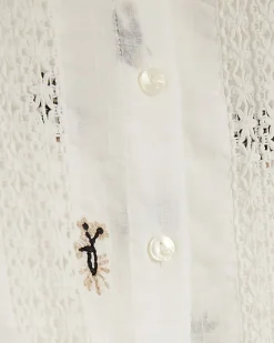 White Floral Embroidered Shirt