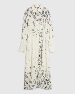 White Floral Midi Shirt Dress