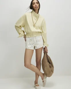 White Floral Print Elasticated A Line Shorts