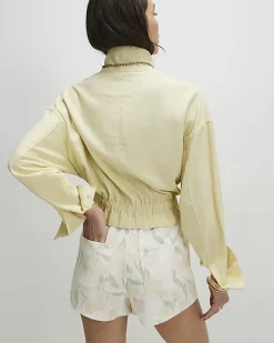White Floral Print Elasticated A Line Shorts