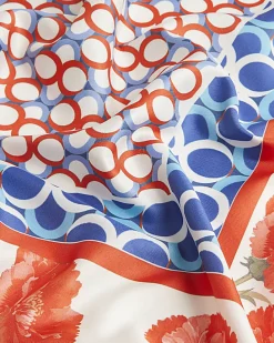 White Floral Print Scarf