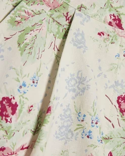 White Floral Printed Cotton Shorts