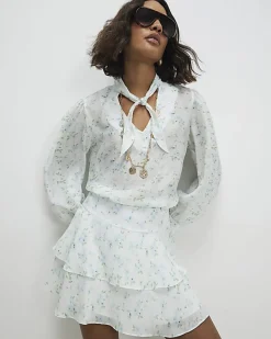 White Floral Rara Mini Skirt
