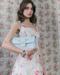 White Floral Square Neck Cotton Mini Dress