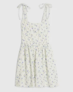White Floral Tie Shoulder Corset Mini Dress