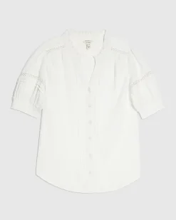 White Frill Collar Short Sleeve Blouse