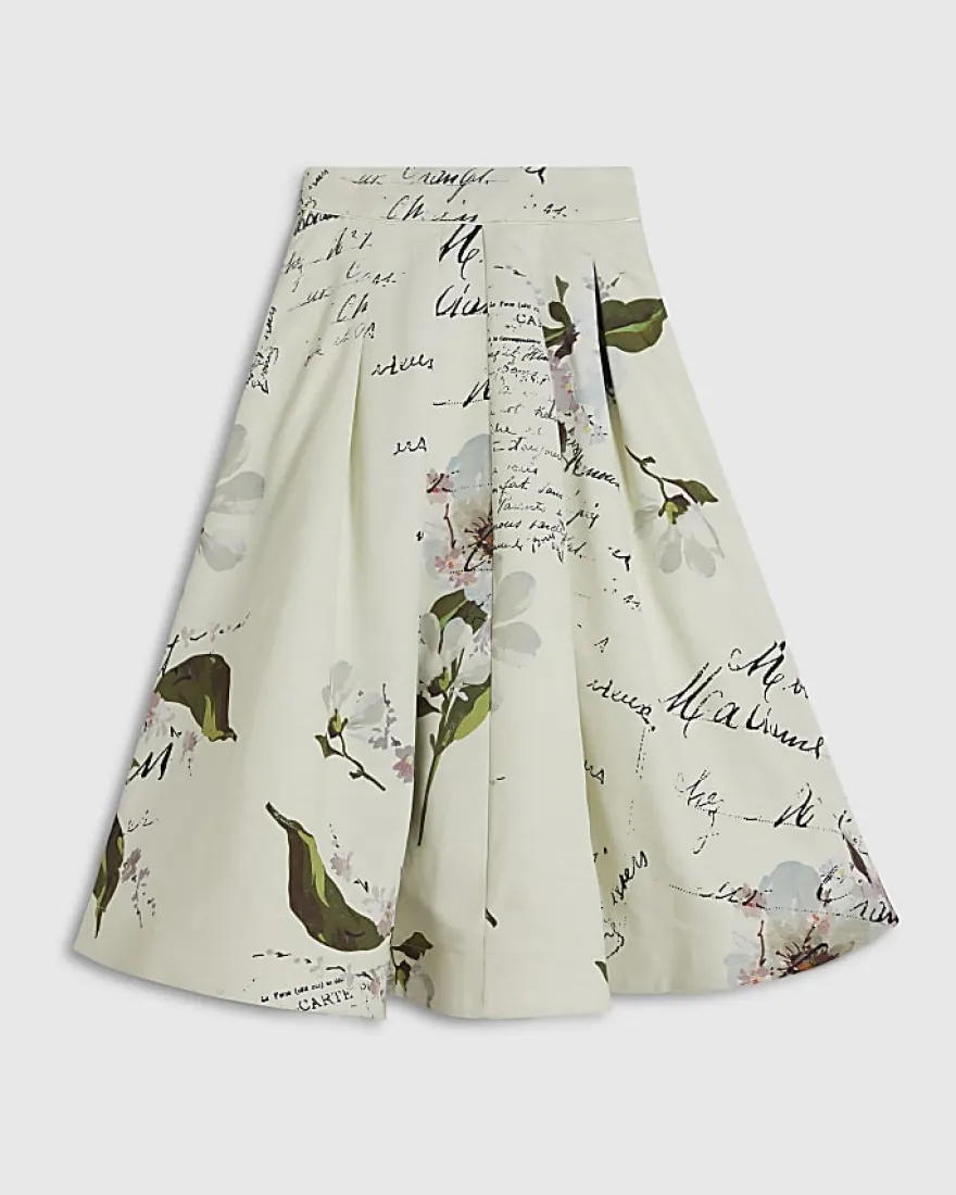 White Full Pintuck Midi Skirt
