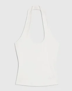 White Halter Neck Tank Top