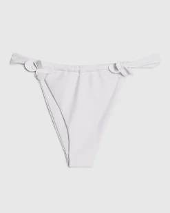 White High Leg Floral Trim Bikini Bottoms