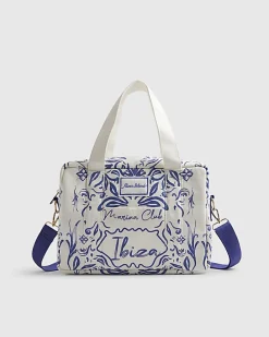White Ibiza Print Holdall Bag