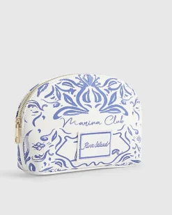 White Ibiza Print Makeup Pouch