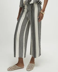 White Jersey Stripe Culottes