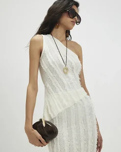 White Knitted Asymmetric Fringed Top