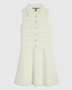 White Knitted Daisy Skater Dress