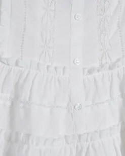 White Lace Pearl Detail Smock Cami Top
