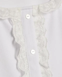 White Lace Trim Ruffle Tank Top