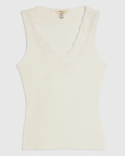 White Lace Trim Tank Top