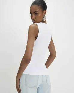 White Lace Trim Tank Top