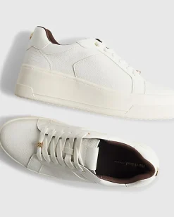 White Lace Up Flatform Trainers