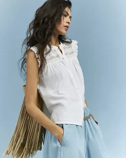 White Lace Yoke Blouse